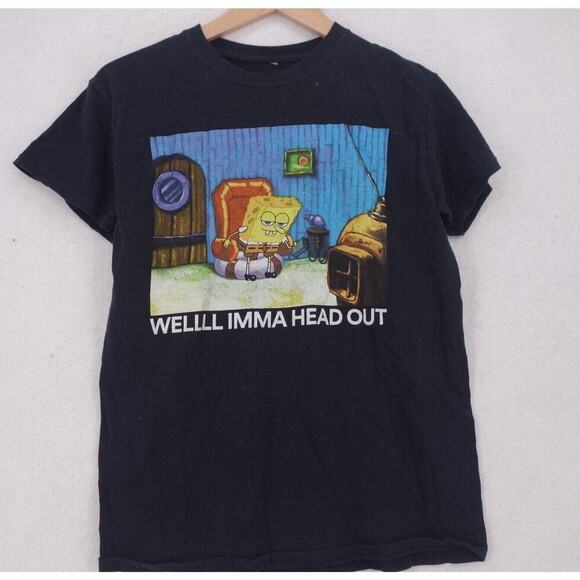 Spongebob Squarepants Well Imma Head Out Meme Black Shirt Men's Small - Picture 2 of 4